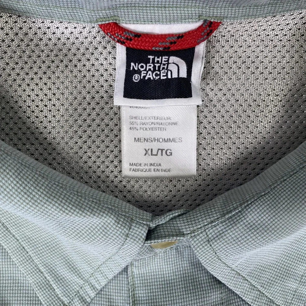 The North Face Button Up Shirt Mens XL Green Short Sleeve Hiking Vented